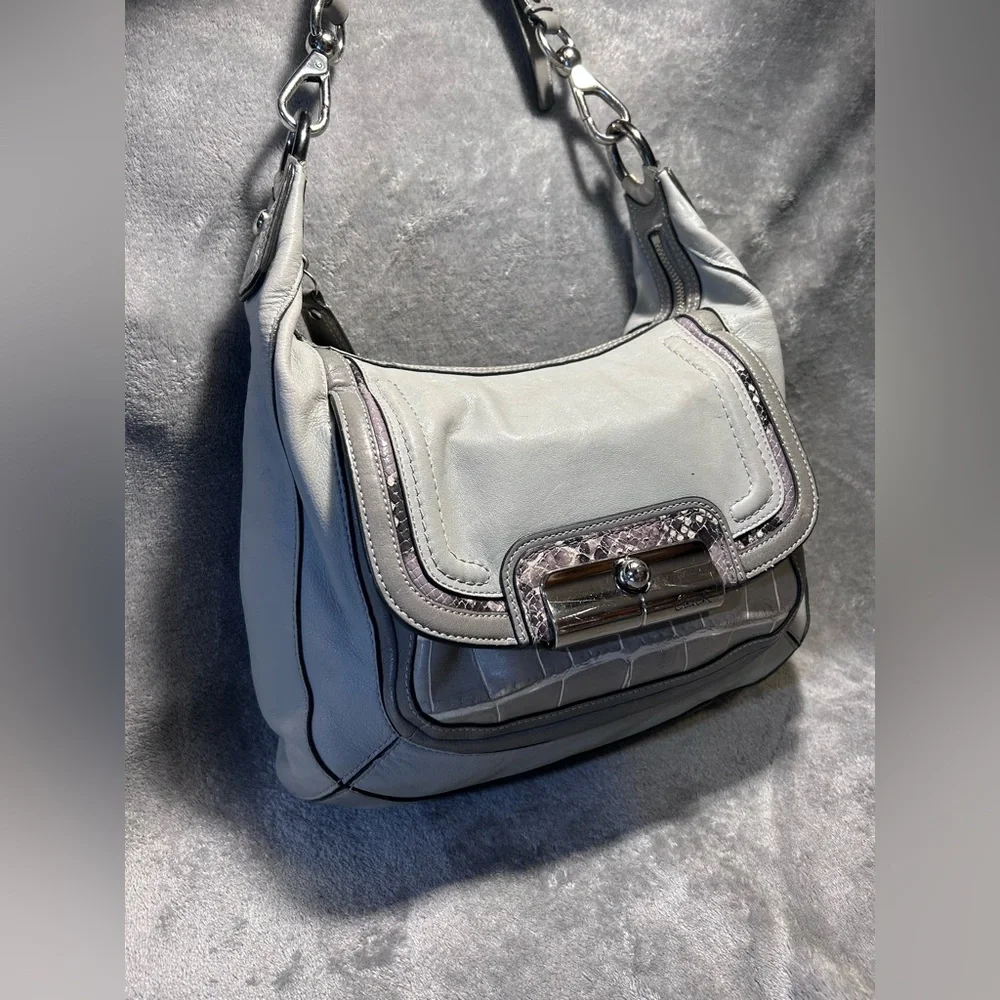 Coach Kristin Spectator 16803 Croc & Python Embossed Leather Hobo - Rehab - Picture 2 of 11